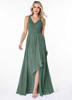 Azazie Calvi Bridesmaid Dresses Sea Moss A-Line Ruched Chiffon Dress image1