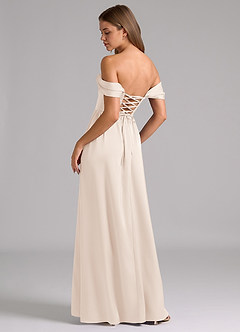 Azazie Hattie Bridesmaid Dresses White Alabaster A-Line Corset Stretch Satin Dress image2