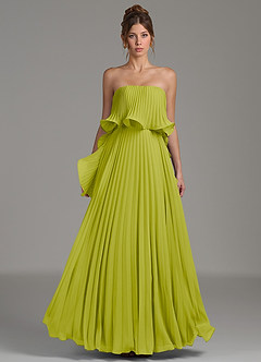 Azazie Alexia Bridesmaid Dresses Lemongrass A-Line Ruched Chiffon Dress image4