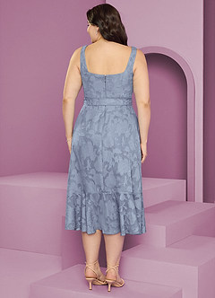 Barbie ♥ Azazie Jurken voor bruidsmeisjes Jurk van Bloemen Burn-out met A-Lijn met Zakken Stoffig Blauw image6