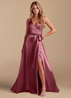 Azazie Sophia Final Sale Black A-Line with Pockets Metallic Satin Dress image4