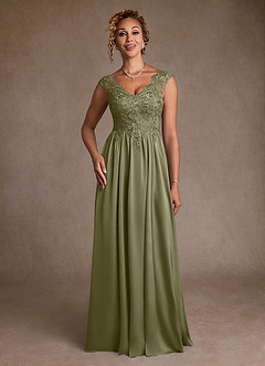 Azazie Amethyst Mother of the Bride Dresses Pistachio A-Line Lace Dress image4