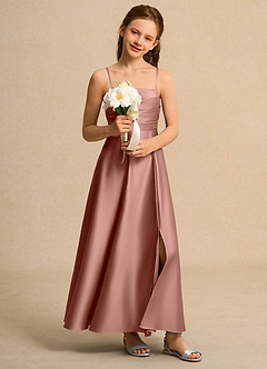 Azazie Pebbles Girl Flower Girl Klänningar Klä A-Line i Matt satäng Plisserad image7