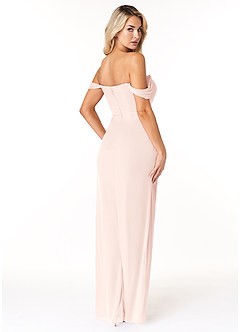 Azazie Tessa Brautjungfernkleider Wandelbar Etui Schulterfreier Schatz Gittergewebe Kleid Blassrosa image10
