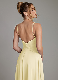 Azazie Elita Brautjungfernkleider A-Linie Plissee Chiffon Kleid Zitronensorbet image2