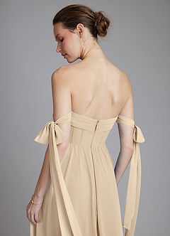 Azazie Ayanna Abiti da Damigella Abito A-Line in Chiffon a Spalla Scoperta Champagne image8