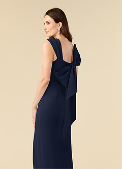 Azazie Ellen Mother of the Bride Dresses Dark Navy Sheath Side Slit Stretch Crepe Dress image6