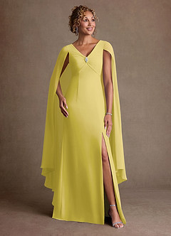 Azazie Boudica Klänningar till brudens mor Klä A-Line i Chiffong Plisserad Kanariefågel image3