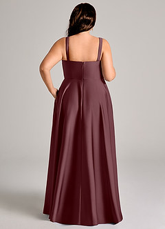 Azazie Shaude Bridesmaid Dresses Sangria A-Line Pleated Stretch Satin Dress image13