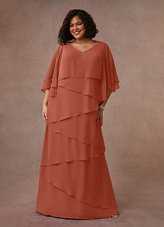 Azazie OHara Mother of the Bride Dresses Clay A-Line V-Neck Chiffon Dress image10