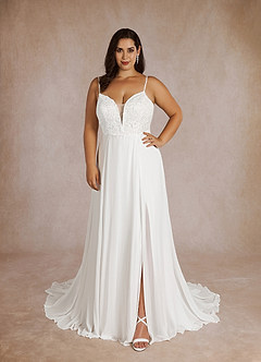 Azazie Nova Wedding Dresses Diamond White A-Line Sequins Chiffon Dress image13