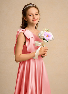 Azazie Guppy Junior Formal Flower Girl Klänningar Klä A-Line i Matt satäng Ena axeln image6
