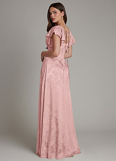 Azazie Keya Bridesmaid Dresses Rose Jacquard A-Line Ruched Jacquard Dress image4