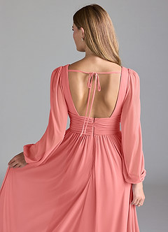 Azazie Norah Robes de demoiselle d'honneur Robe Trapèze en Maille Corail image2