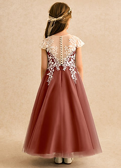 Azazie Dandelion Flower Girl Dresses Auburn Ball-Gown Lace Dress image5