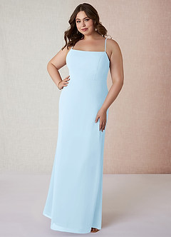 Azazie Tayla Bridesmaid Dresses Sky Blue Sheath Square Neckline Chiffon Dress image6