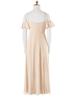 Azazie Juna Junior White Alabaster A-Line Off the Shoulder Chiffon Dress image7