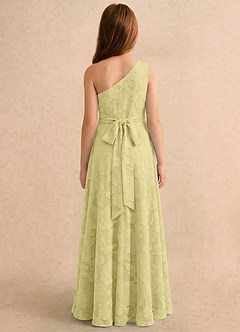 Azazie Pudles Girls Formal Robe Demoiselle D'honneur Fillette Robe Trapèze en Blumen-Burnout Asymétrique Sorbet Citron image2