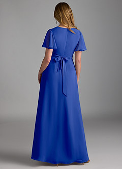Azazie Zaniah Bridesmaid Dresses Royal Blue A-Line Chiffon Dress image2