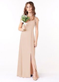 Azazie Rosey Junior Abito A-Line in Chiffon Scollo a Cuore Rosa Inglese image4