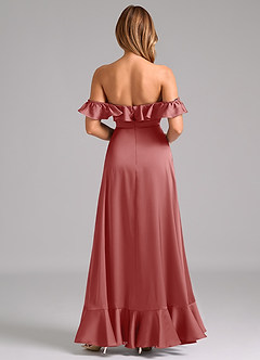 Azazie Lyra Bridesmaid Dresses Antique Rose A-Line Off the Shoulder Stretch Satin Convertible Dress image6