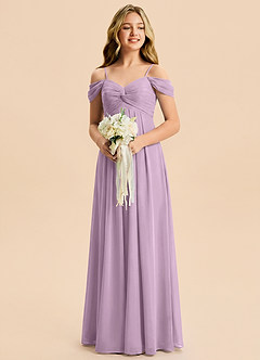 Azazie Kaitlynn Junior Wisteria A-Line Off the Shoulder Chiffon Dress image4