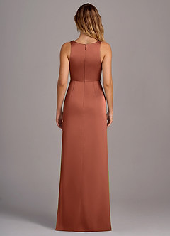 Azazie Wrenlee Bridesmaid Dresses Clay A-Line Stretch Satin Dress image7