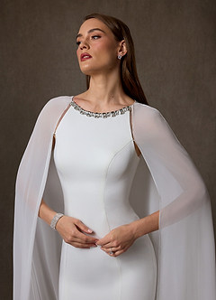 Azazie Naia Wedding Dresses Diamond White Mocha Mermaid Crepe Back Satin Dress image9