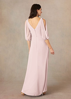 Azazie Bronwyn Mother of the Bride Dresses Blushing Pink A-Line V-Neck Ruched Chiffon Dress image4