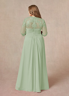 Azazie Devereaux Mother of the Bride Dresses Dusty Sage A-Line Lace Chiffon Dress image7