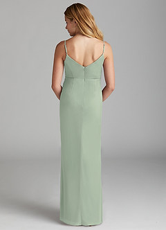 Azazie Deandra Junior Dusty Sage Sheath Mesh Dress image2