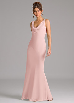 Azazie Rylina Bridesmaid Dresses Powder Pink Mermaid Pleated Chiffon Dress image5