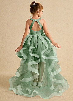 Azazie Julietta Flower Girl Dresses Matcha Ball-Gown Convertible Tulle Dress image1