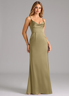 Azazie Aimee Bridesmaid Dresses Moss Green A-Line Sweetheart Neckline Stretch Satin Dress image3