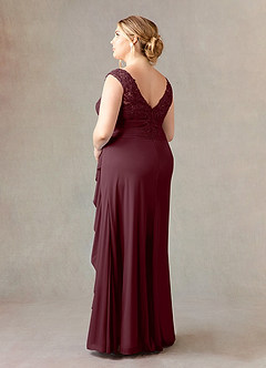 Azazie Edelin Mother of the Bride Dresses Cabernet A-Line Sweetheart Neckline Pleated Mesh Dress image11