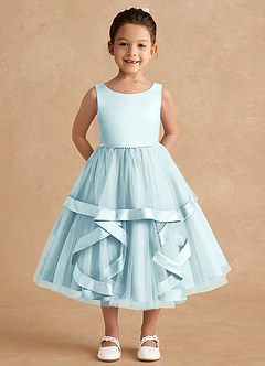 Azazie Posy Flower Girl Dresses Sea Glass A-Line Beaded Tulle Dress image1