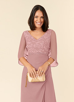 Azazie Laina Kleider für die Brautmutter Meerjungfrau-Linie Spitze Chiffon Kleid Altrosa image5