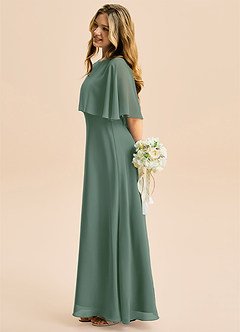 Azazie Maris Junior Abito A-Line in Chiffon Eucalipto image3