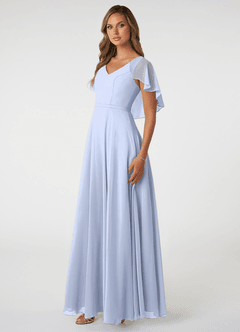 Azazie Jamie Robes de demoiselle d'honneur Robe Trapèze en Mousseline de soie Eis image3