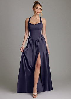 Azazie Francis Bridesmaid Dresses Stormy A-Line Corset Stretch Satin Dress image3