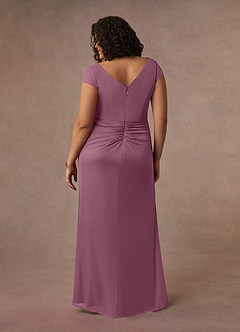 Azazie Roya Mother of the Bride Dresses Vintage Mauve Mermaid V-Neck Pleated Mesh Dress image10