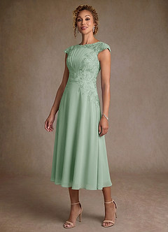 Azazie Crista Klänningar till brudens mor Klä A-Line i Chiffong Spets Agave image4