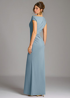 Azazie Nazanin Brautjungfernkleider Meerjungfrau-Linie Schulterfrei Premium Stretch Jersey Kleid Staubblau image6