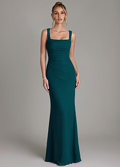 Azazie Agustina Robes de demoiselle d'honneur Robe Sirène en Mousseline de soie Corset Vert Pin image5