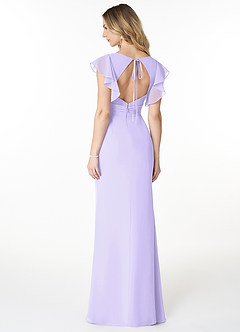 Azazie Val Robes de demoiselle d'honneur Robe Sirène en Mousseline de soie Trou de serrure à col en V Lilas image2