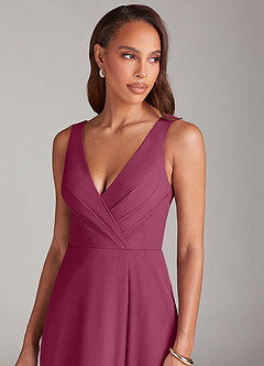 Azazie Nelly Brautjungfernkleider A-Linie Plissee Chiffon Kleid Maulbeerrot image6
