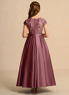 Azazie Bunny Junior Formal vestidos de niña de las flores Vestido de Rosa Del Desierto de Encaje de Princesa image2