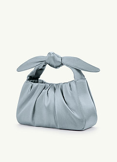 front Matching Color Metallic Satin Knotted Handle Handbag