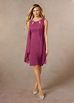 Azazie Viviana Mother of the Bride Dresses Mulberry A-Line Sequins Mesh Dress image1