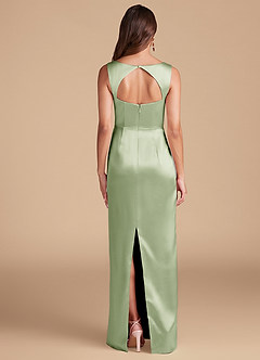 Azazie Flori Bridesmaid Dresses Dusty Sage Sheath Side Slit Metallic Satin Dress image4